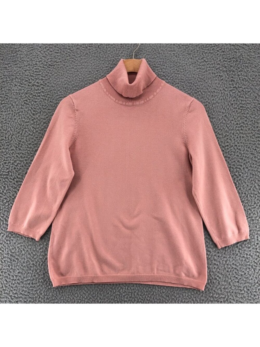 Chicos Sweater Womens 0 US Small Pink Knit Turtleneck 3/4 Sleeve Pullover Casual